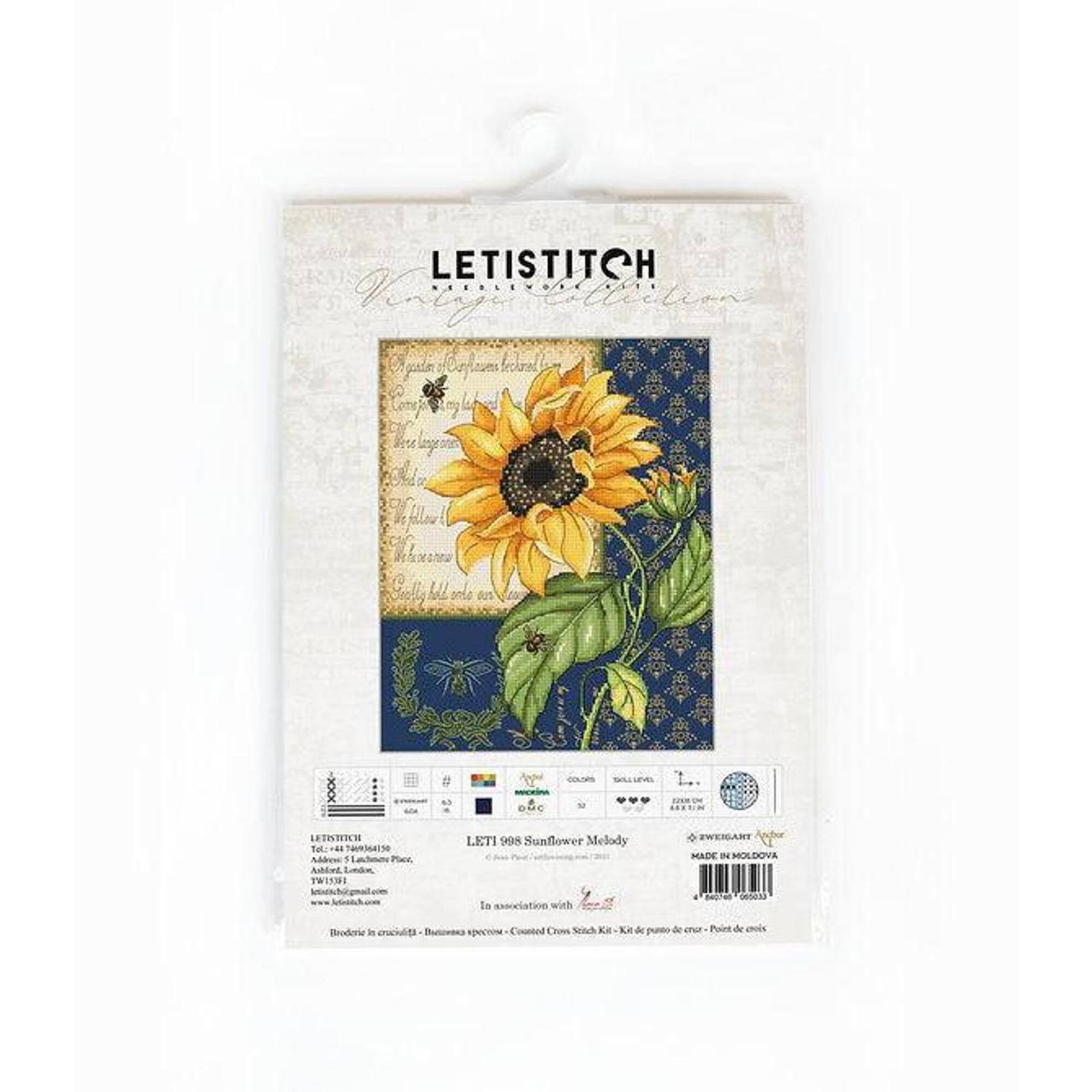 LetiStitch Sunflower Melody Counted Cross Stitch Kit